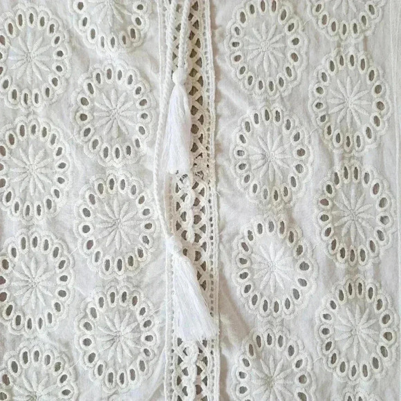 Raviya White Swim Beach Cover Up Boho Style Eyelet Pattern Women's Size Medium - Picture 3 of 9